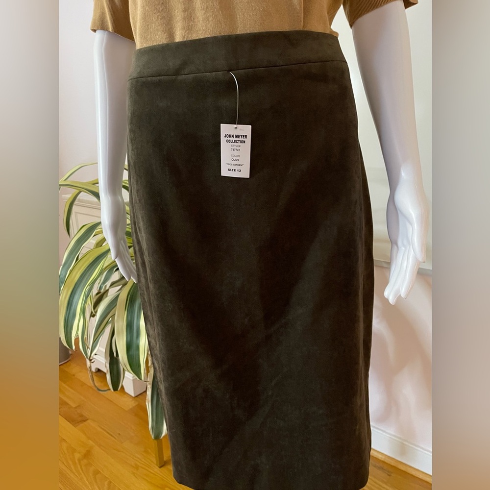 Olive Faux Suede Skirt, Size 12, New With Tags, Vintage